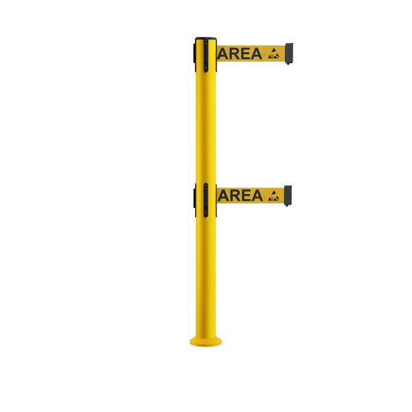 Montour Line Stanchion Dual Belt Barrier Fixed Base Yellow Post 7.5ftArea Belt MSX630DF-YW-ESDPRYB-75